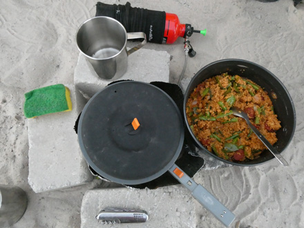 Dinner on the camp stove