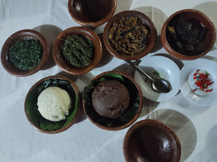 Dinner: Spiced beef with mushrooms, ugali and greens