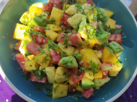 Mango, tomato and avocado salad