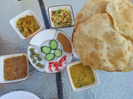 Omani breakfast with puri